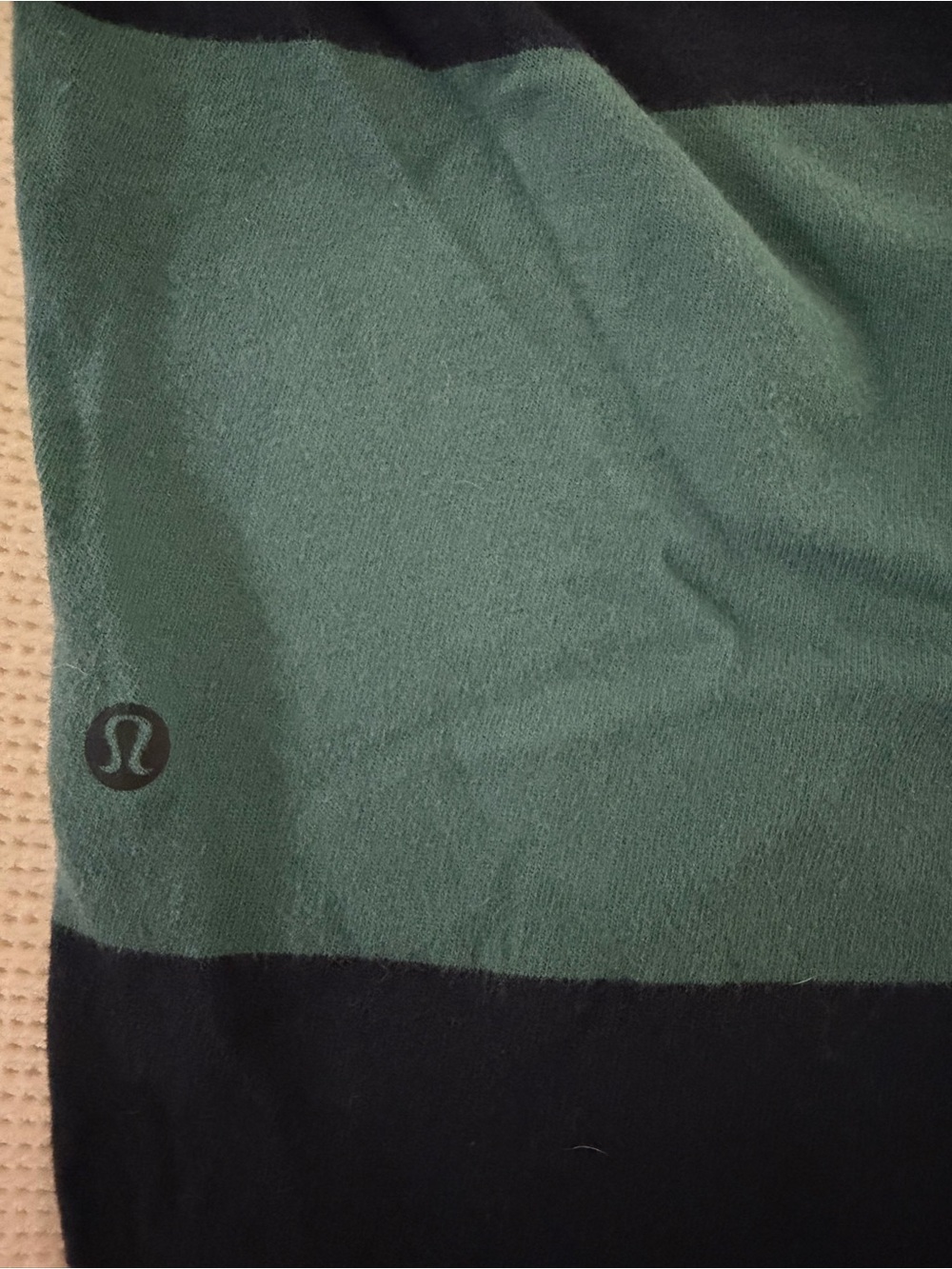 Lululemon Men’s Striped Long Sleeve Rugby Polo Green Navy - Picture 2 of 3